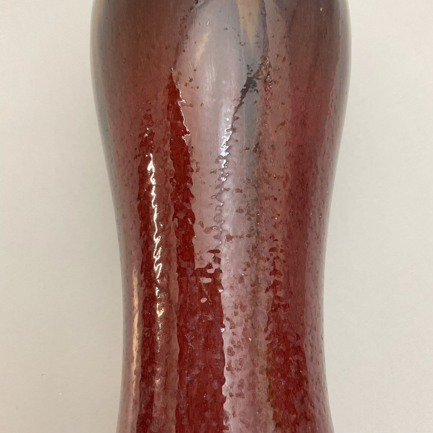 Vintage Two-Tone Glazed Ceramic Vase ā 10.5" Flared Urn Vase, Rich Burgundy & Espresso Brown