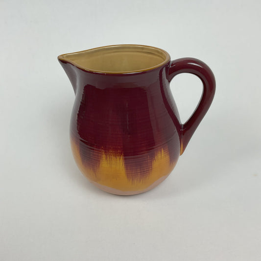 Vintage Teleflora Burgundy & Honey Amber Drip Glaze Ceramic Pitcher