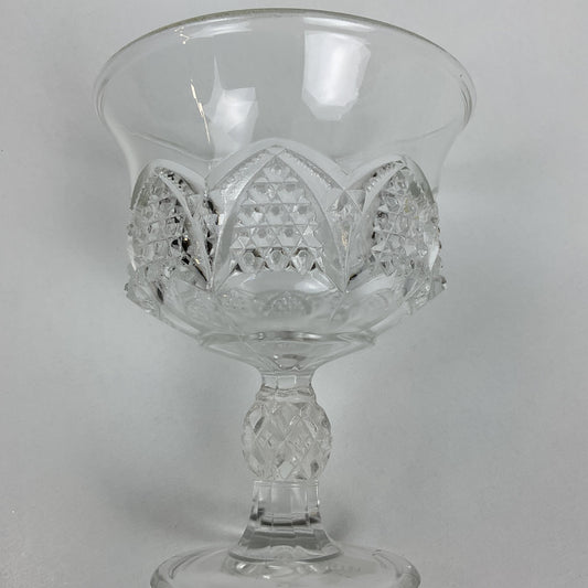 Vintage Clear Pressed Glass Footed Compote Bowl