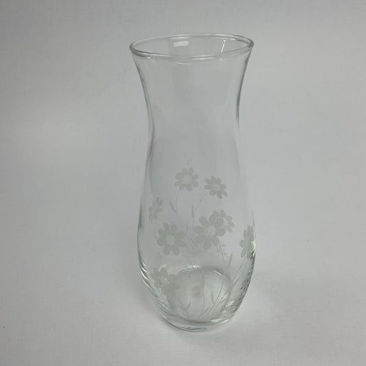 Curated Vintage Frosted Floral Clear Glass Flower Vase