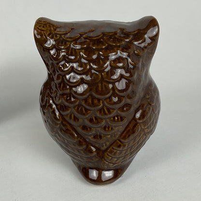 Vintage Otagiri Japan Brown Drip Glaze Ceramic Owl Figurines – Set of 2