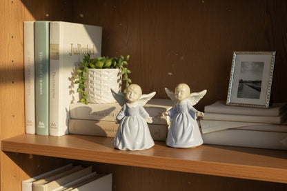 Vintage Mid-Century Porcelain Kissing Angel Bells – Set of 2