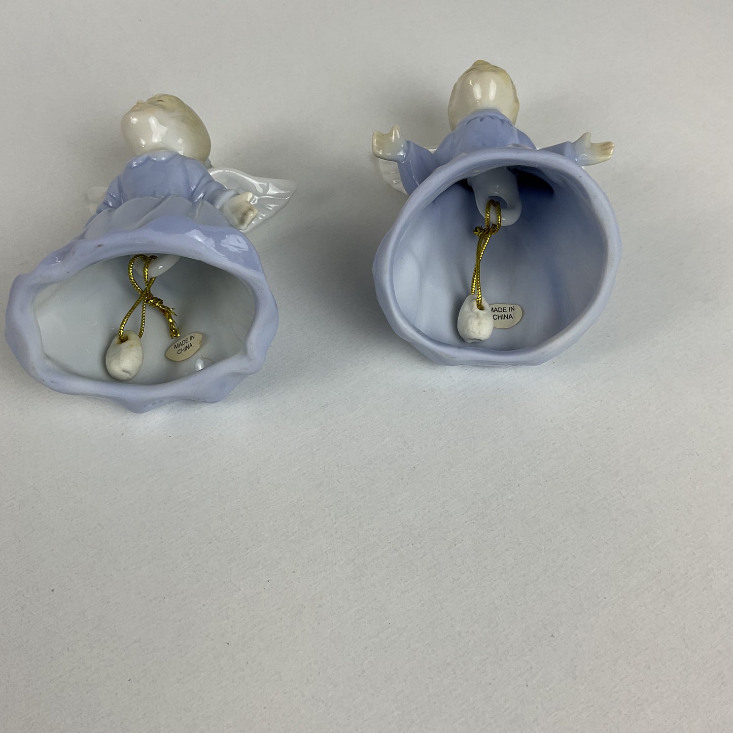 Vintage Mid-Century Porcelain Kissing Angel Bells – Set of 2