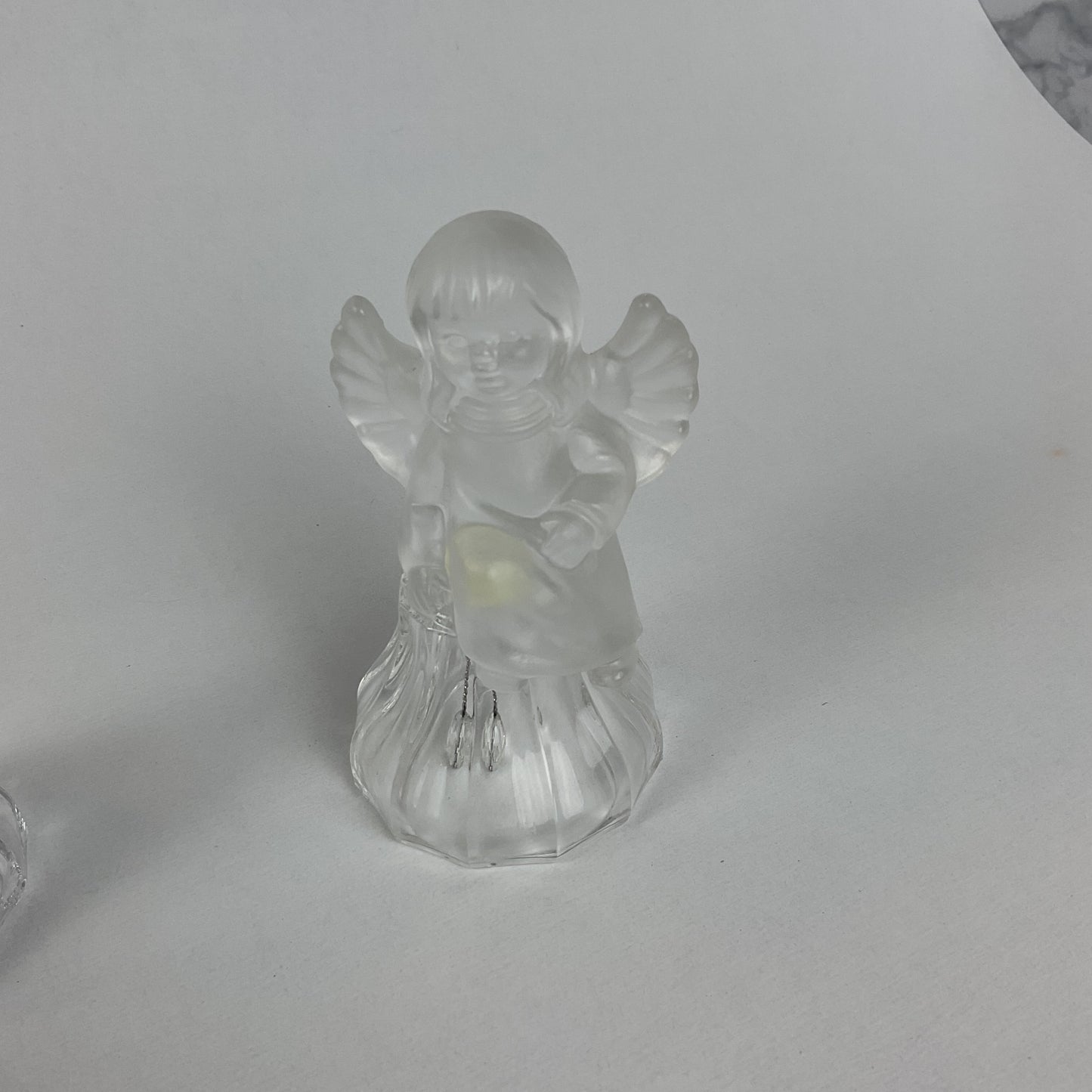 Vintage Crystal Clear Industries Frosted Angel Dinner Bells – Set of 2
