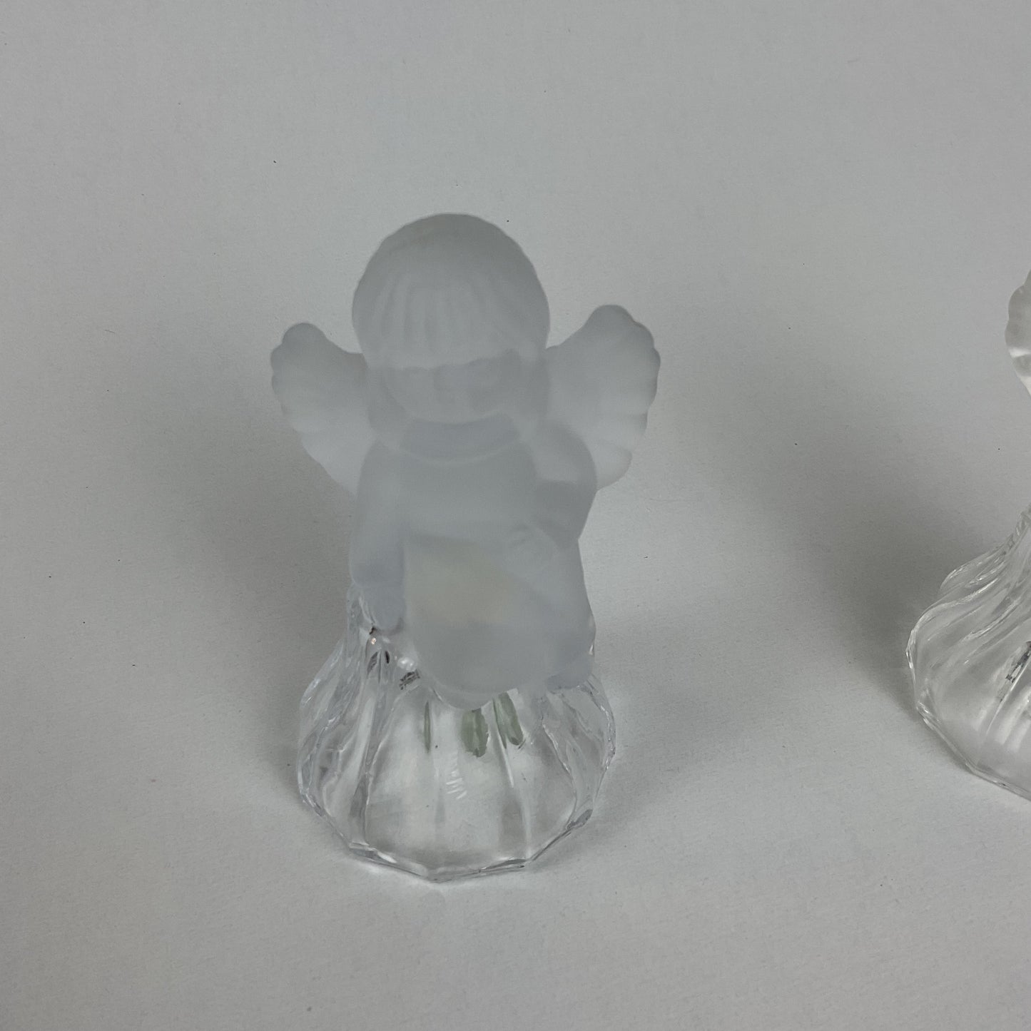 Vintage Crystal Clear Industries Frosted Angel Dinner Bells – Set of 2