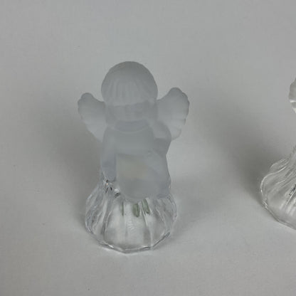 Vintage Crystal Clear Industries Frosted Angel Dinner Bells – Set of 2