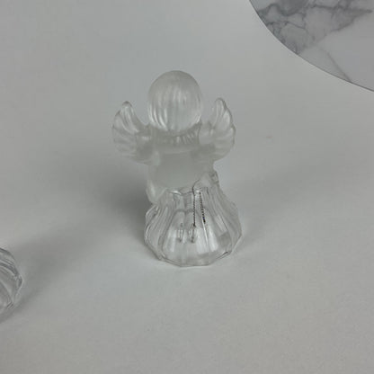 Vintage Crystal Clear Industries Frosted Angel Dinner Bells – Set of 2