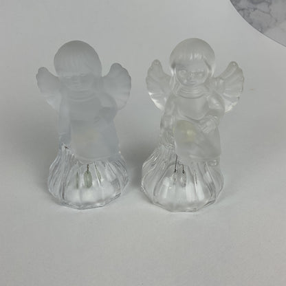 Vintage Crystal Clear Industries Frosted Angel Dinner Bells – Set of 2