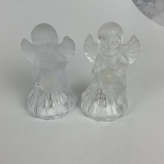 Vintage Crystal Clear Industries Frosted Angel Dinner Bells – Set of 2