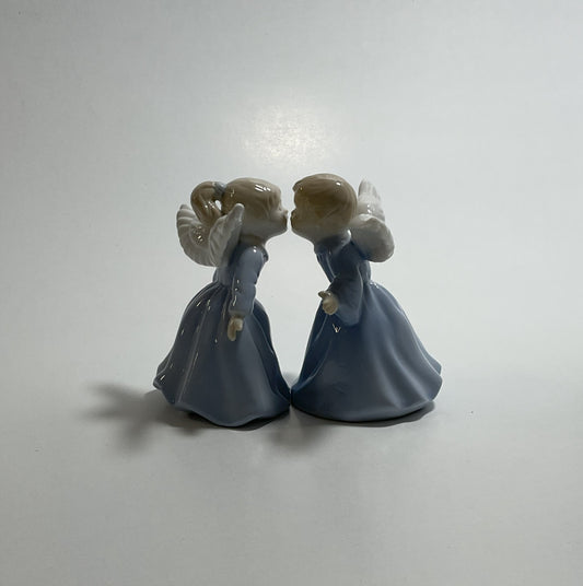 Vintage Mid-Century Porcelain Kissing Angel Bells – Set of 2