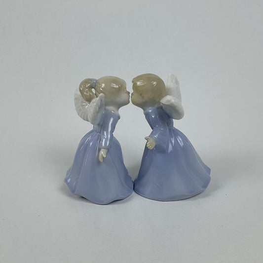 Vintage Mid-Century Porcelain Kissing Angel Bells – Set of 2
