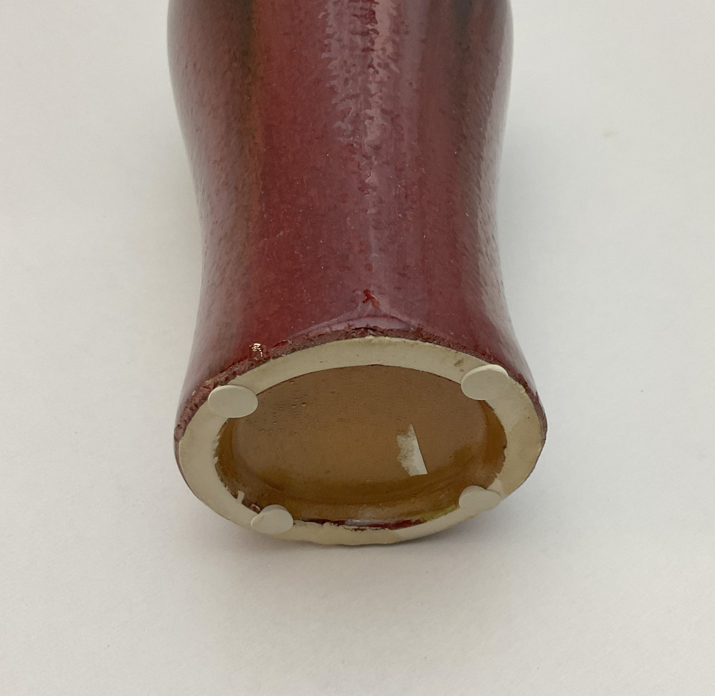 Vintage Two-Tone Glazed Ceramic Vase – 10.5" Flared Urn Vase, Rich Burgundy & Espresso Brown