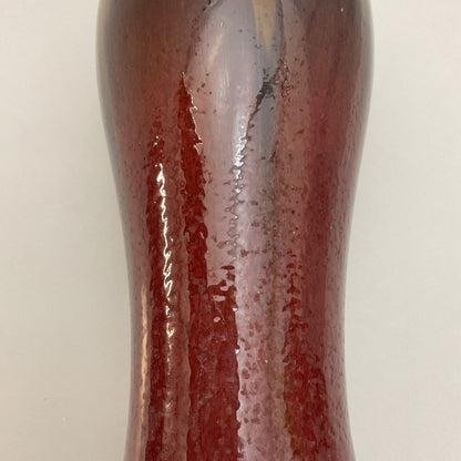 Vintage Two-Tone Glazed Ceramic Vase – 10.5" Flared Urn Vase, Rich Burgundy & Espresso Brown