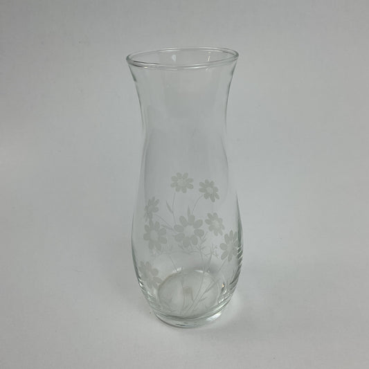 Curated Vintage Frosted Floral Clear Glass Flower Vase