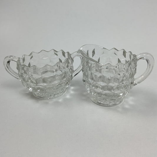 1930s Pink Depression Glass Creamer and Sugar Set