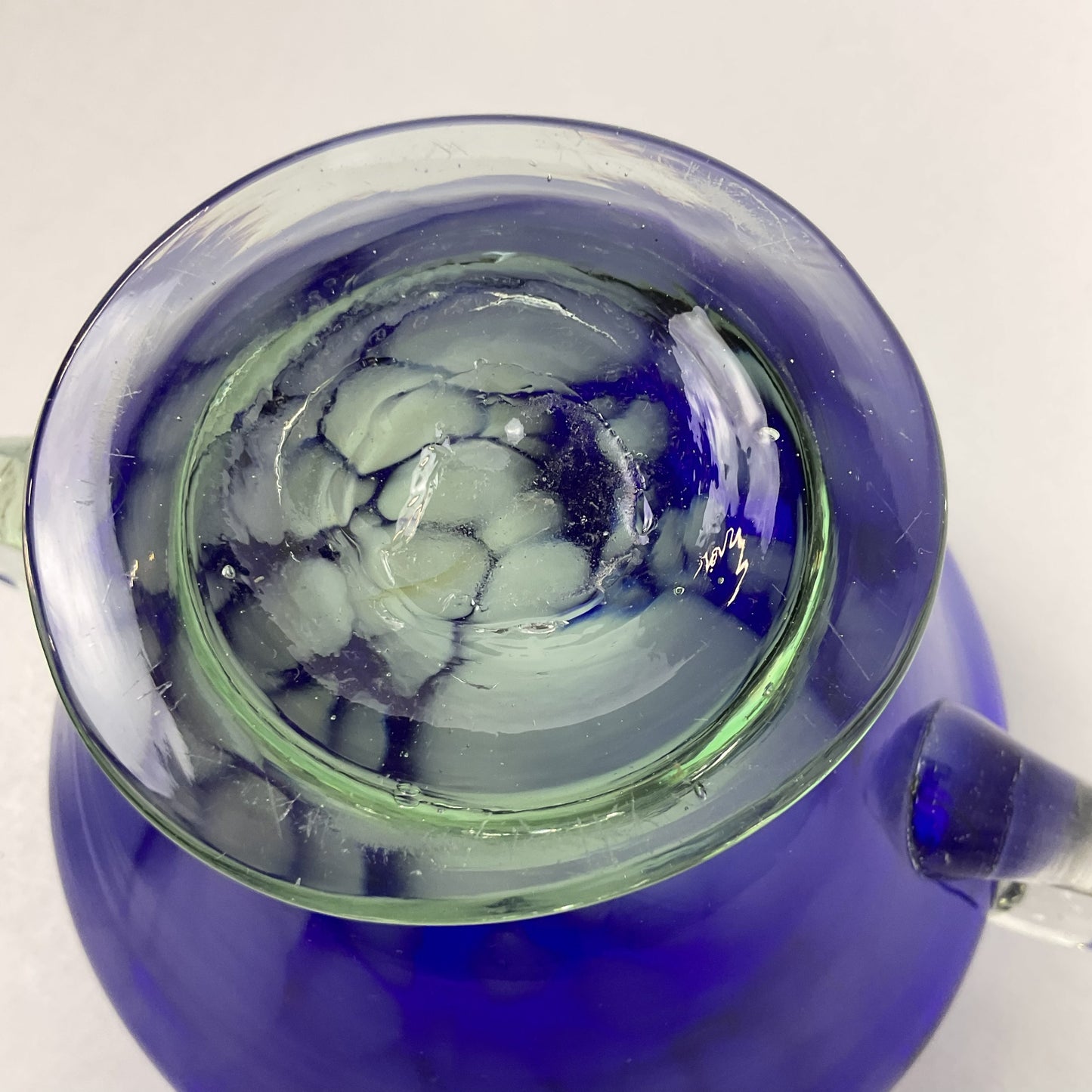 Vintage Cobalt Blue Art Glass Lidded Sugar Bowl – Mid-Century Swirl Condiment Dish