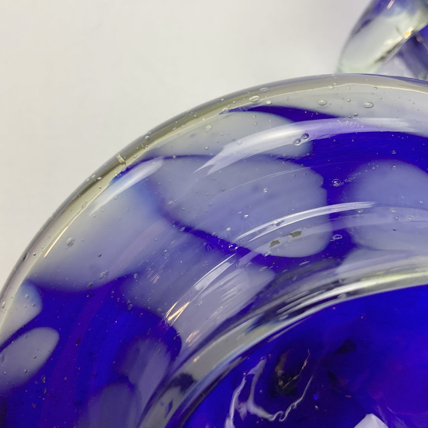 Vintage Cobalt Blue Art Glass Lidded Sugar Bowl – Mid-Century Swirl Condiment Dish