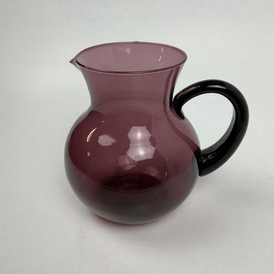Vintage Hand-Blown Amethyst Art Glass Pitcher – Mid-Century Purple Display Vase