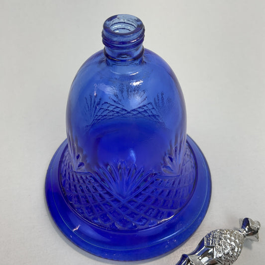 1976 Avon Cobalt Blue Glass Pineapple Hostess Bell Decanter
