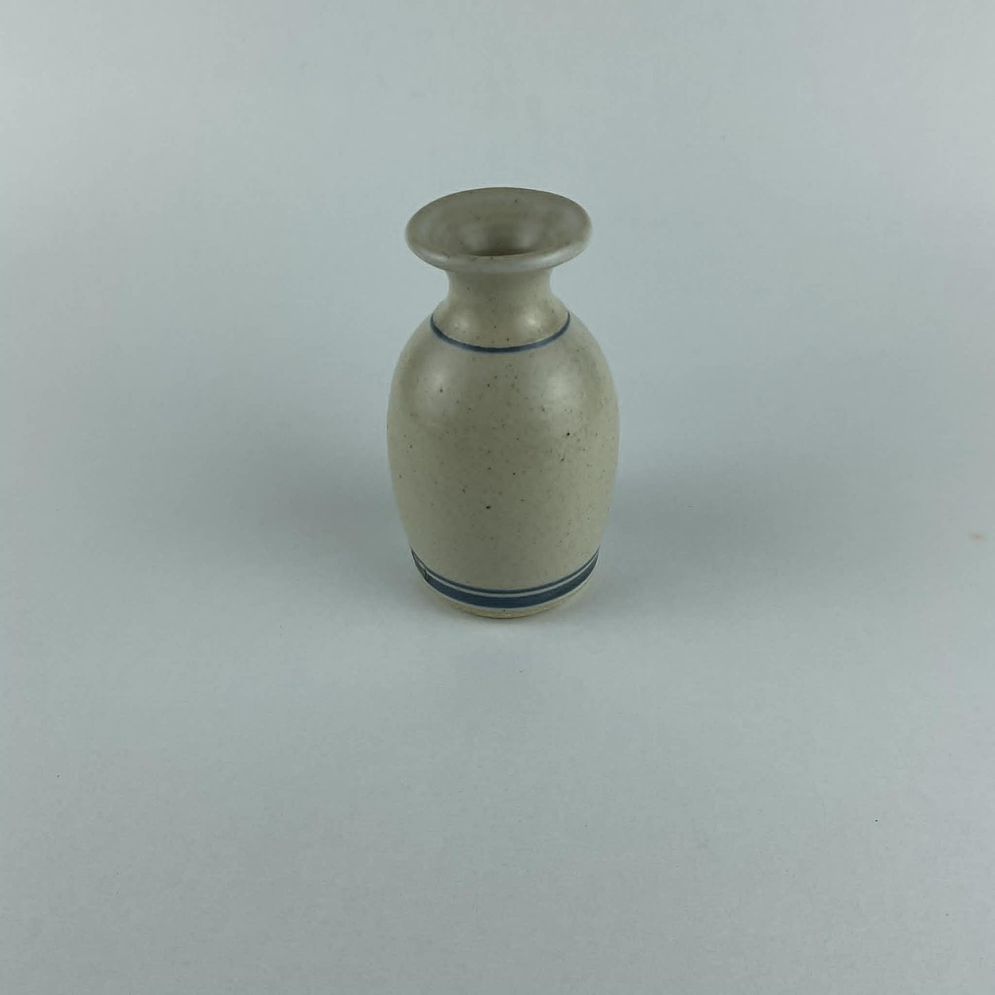 Vintage Emerson Creek Pottery Blue Iris Bud Vase - Hand-Painted American Stoneware Art Pottery, Made in Virginia