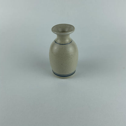 Vintage Emerson Creek Pottery Blue Iris Bud Vase - Hand-Painted American Stoneware Art Pottery, Made in Virginia