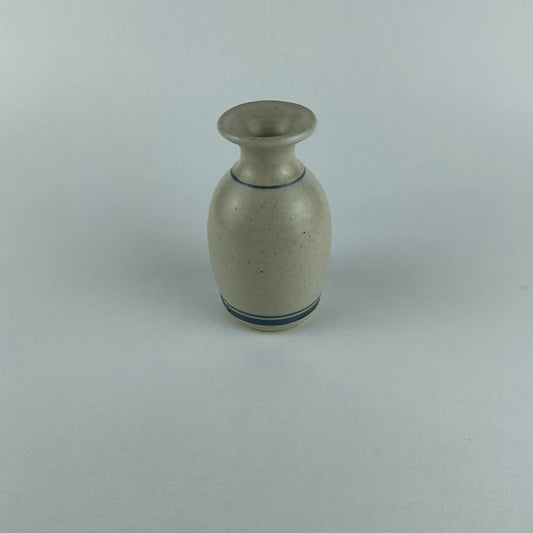 Vintage Emerson Creek Pottery Blue Iris Bud Vase - Hand-Painted American Stoneware Art Pottery, Made in Virginia