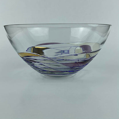 Vintage Euroglass Romanian Luminescence Cristiro Mosaic 5-Piece Serving Set - Handcrafted Art Glass Centerpiece Bowl & 4 Stemmed Dessert Coupes
